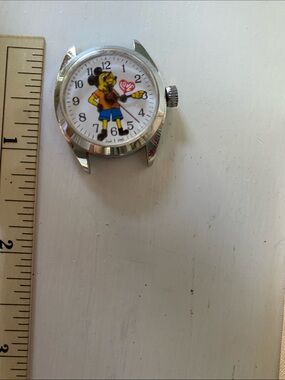 Children's Cartoon Watch Case in Silver with White Dial and Colorful Character